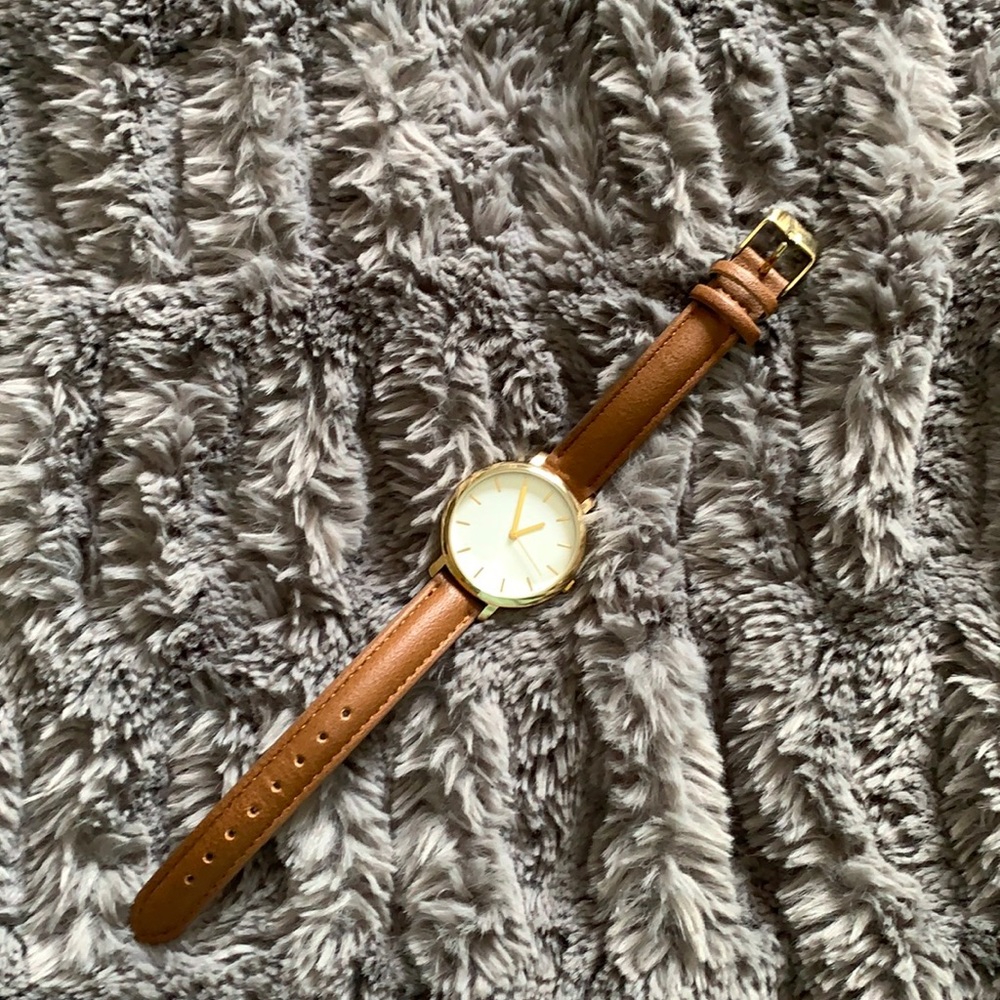 Brown leather band watch